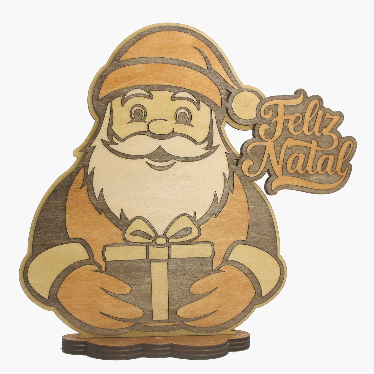 stand-santa-multicolor-22x23cm-ply Pai Natal com Base (Presente), 22x23cm, 2 camadas Plywood Multicolor - Image 1