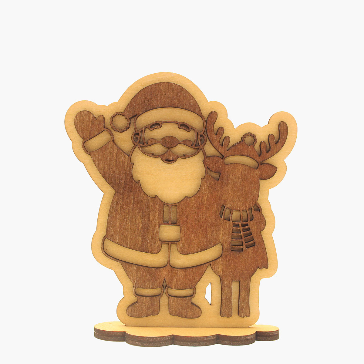 stand-santa-reindeer-1 Pai Natal e Rena Recortados, 2 camadas, com base - Image 1